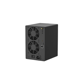 GoldShell AL-BOX II Plus Alephium Miner, designed for Blake3 algorithm mining with a hashrate of 1Th/s and a power consumption of 480W, featuring dual cooling fans in a compact and efficient design.