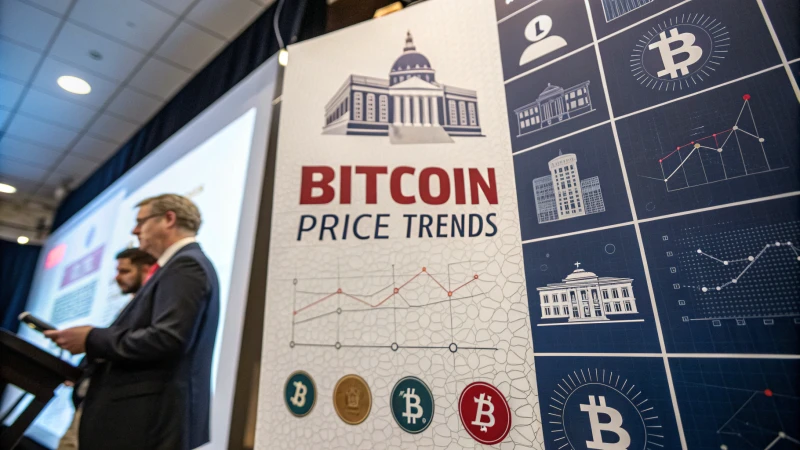 Infographic showing Bitcoin price trends with regulatory icons