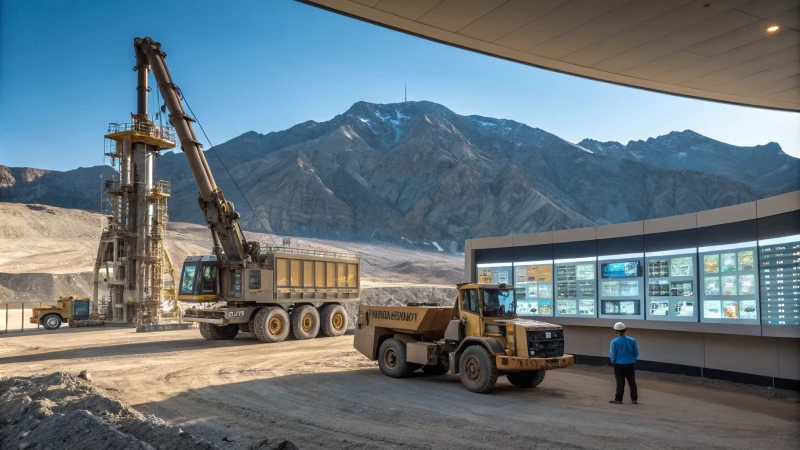 A modern mining operation with advanced technology and machinery