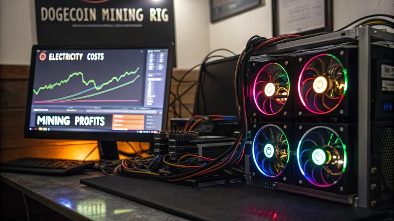 dogecoin mining rig close up