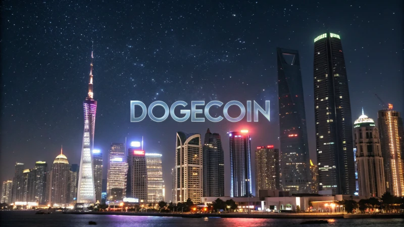 futuristic city skyline night dogecoin