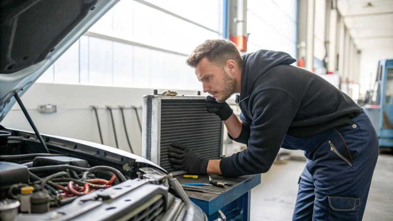 mechanic inspecting cooling system 1